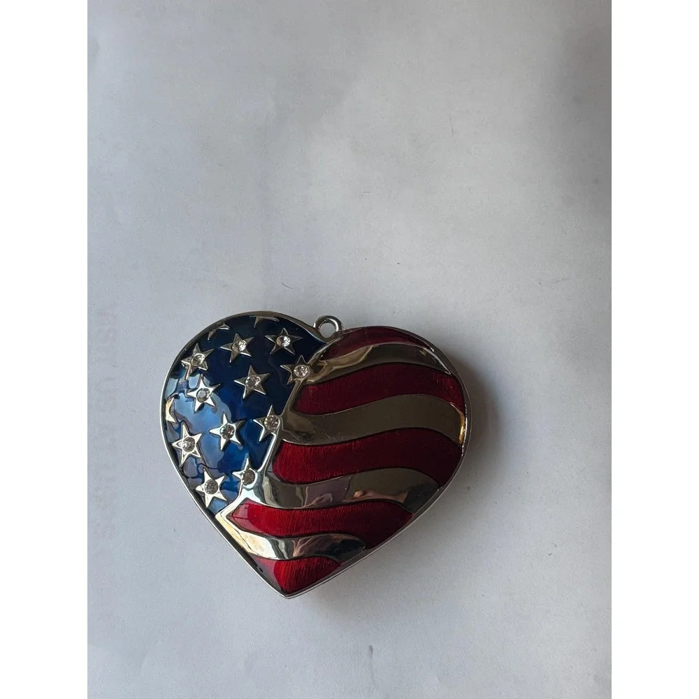Lenox Heart of America Silver Plated Ornament Double Sided Crystals 3